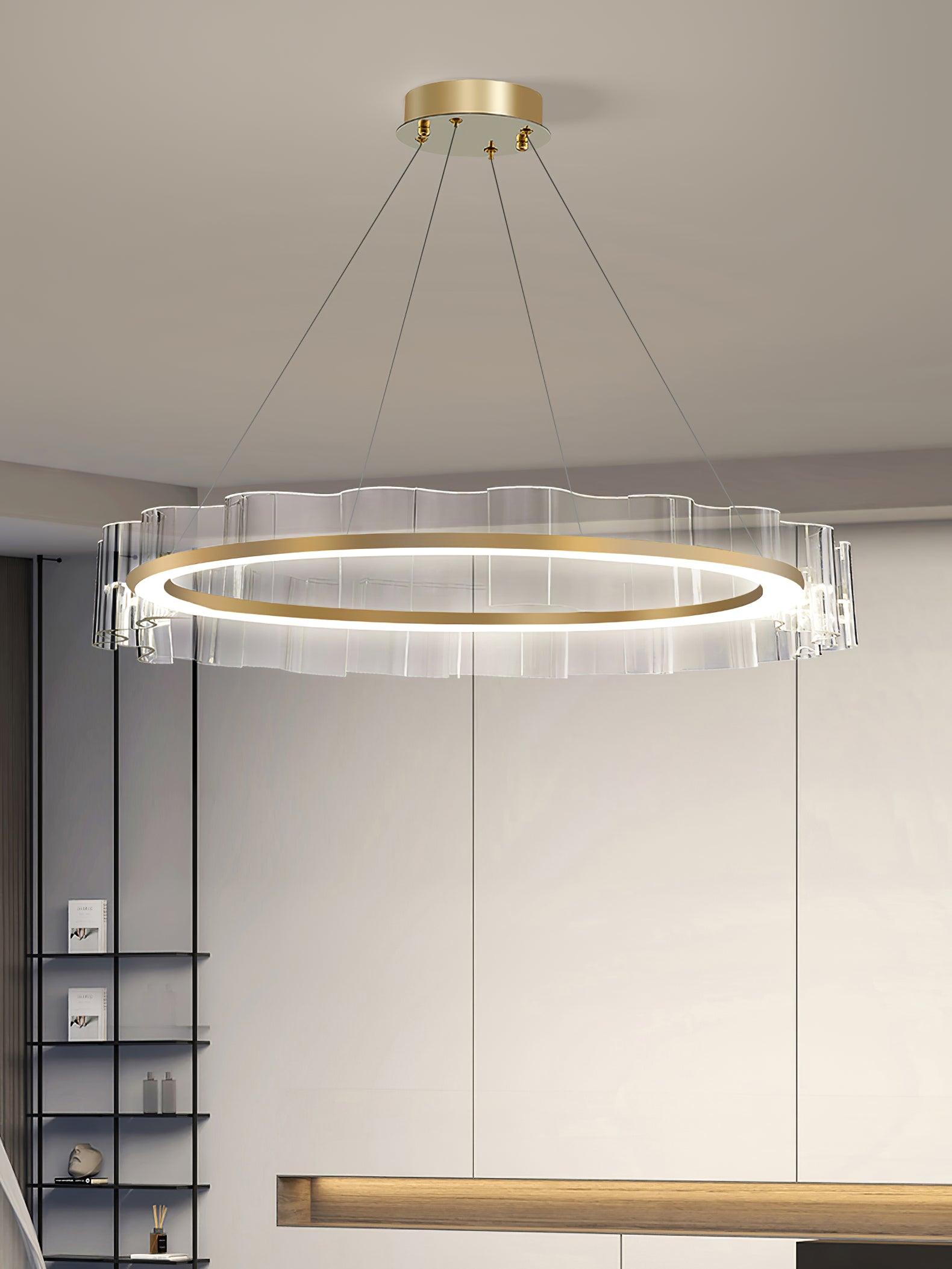 Acoustic Postmodern Luxury Water Wave Glass Chandelier