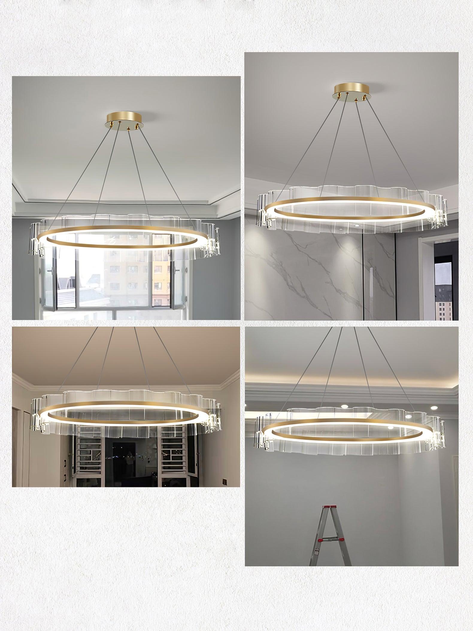 Acoustic Postmodern Luxury Water Wave Glass Chandelier