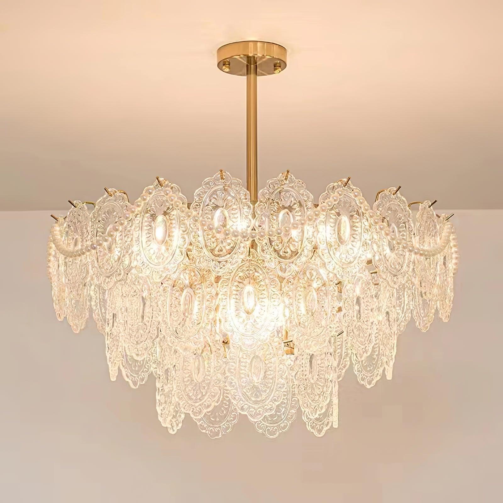 Orieleon Chandelier Wave Pearl Gold Modern