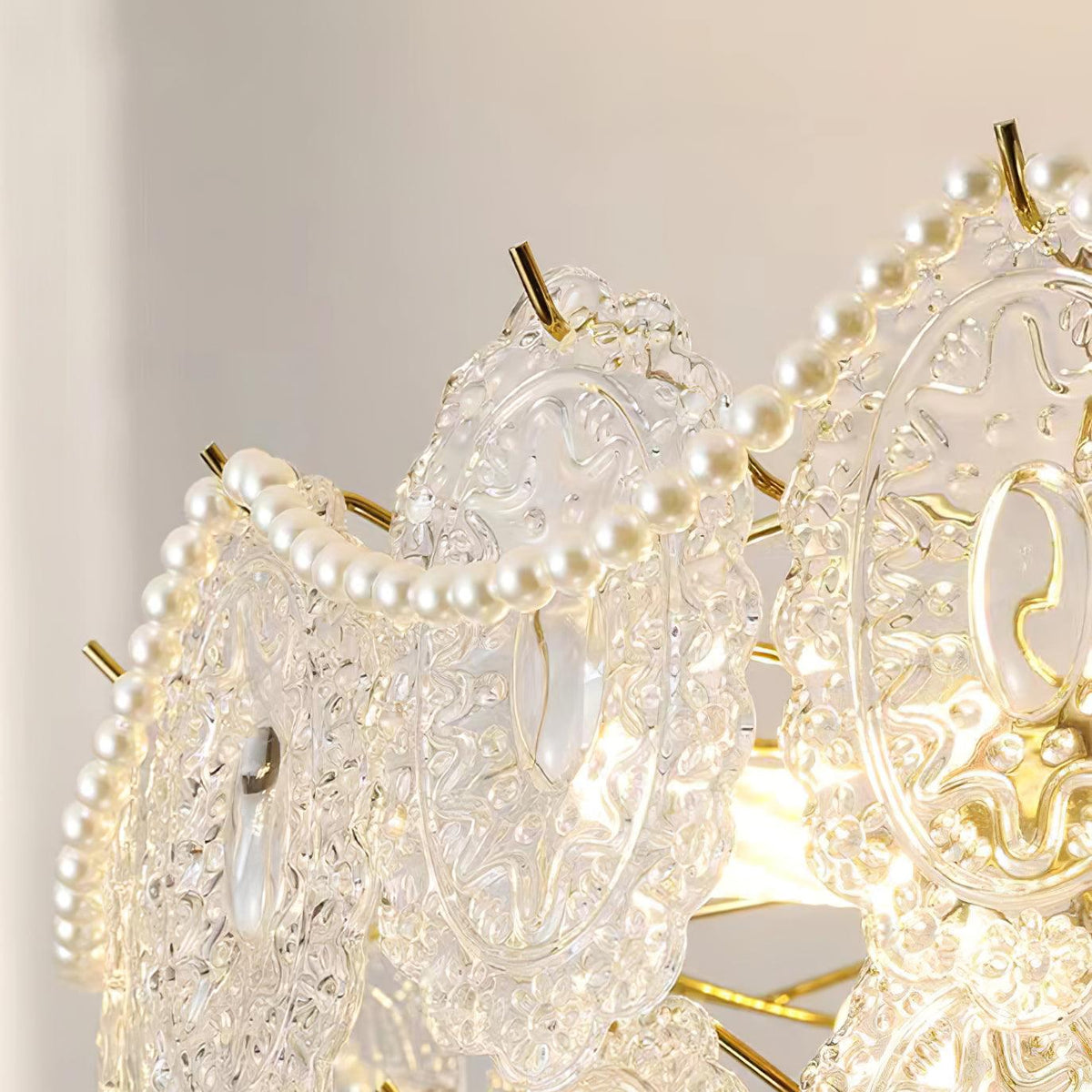 Orieleon Chandelier Wave Pearl Gold Modern