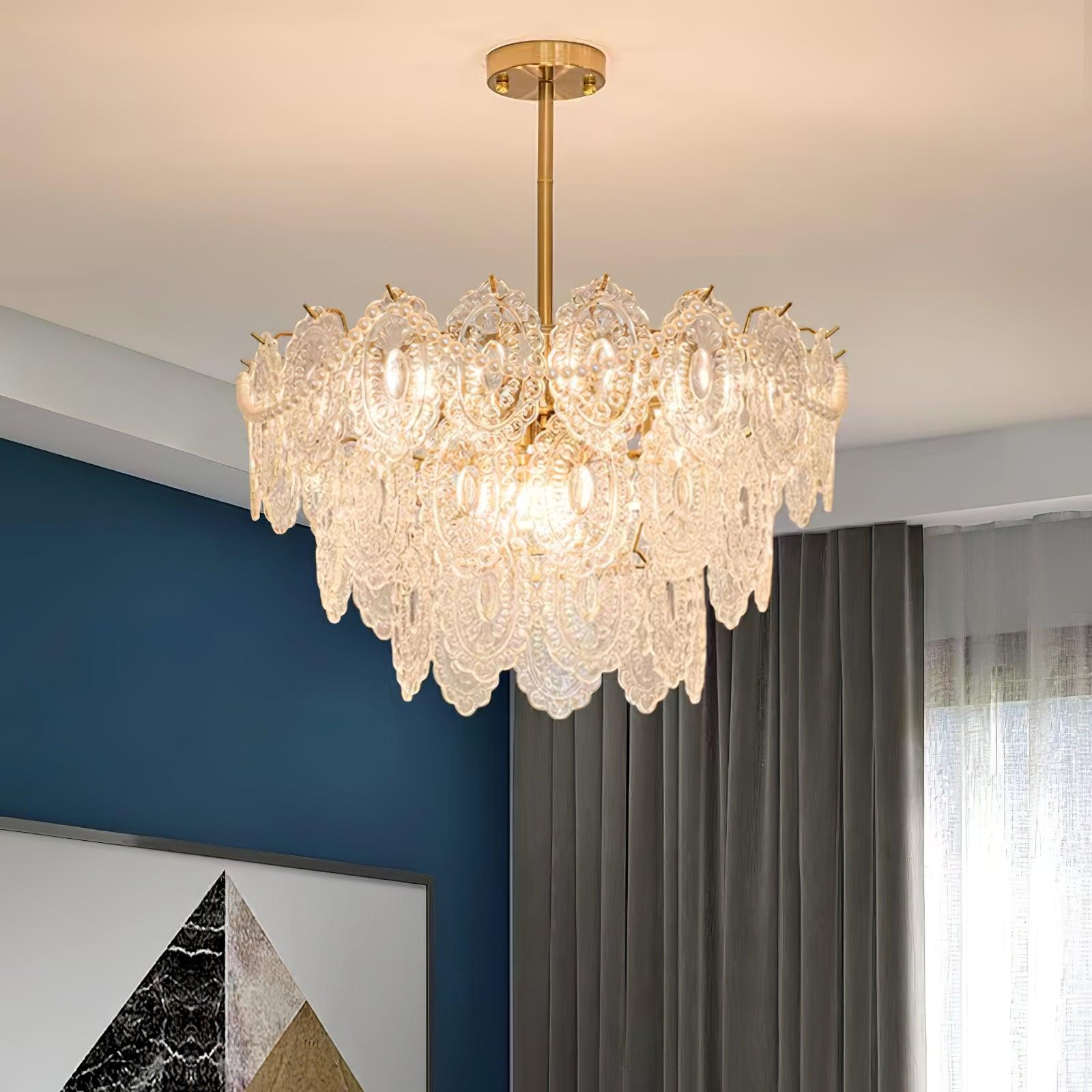 Orieleon Chandelier Wave Pearl Gold Modern