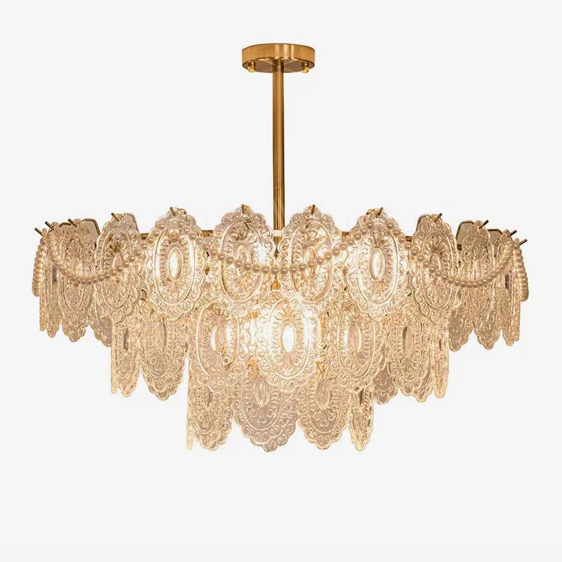Orieleon Chandelier Wave Pearl Gold Modern