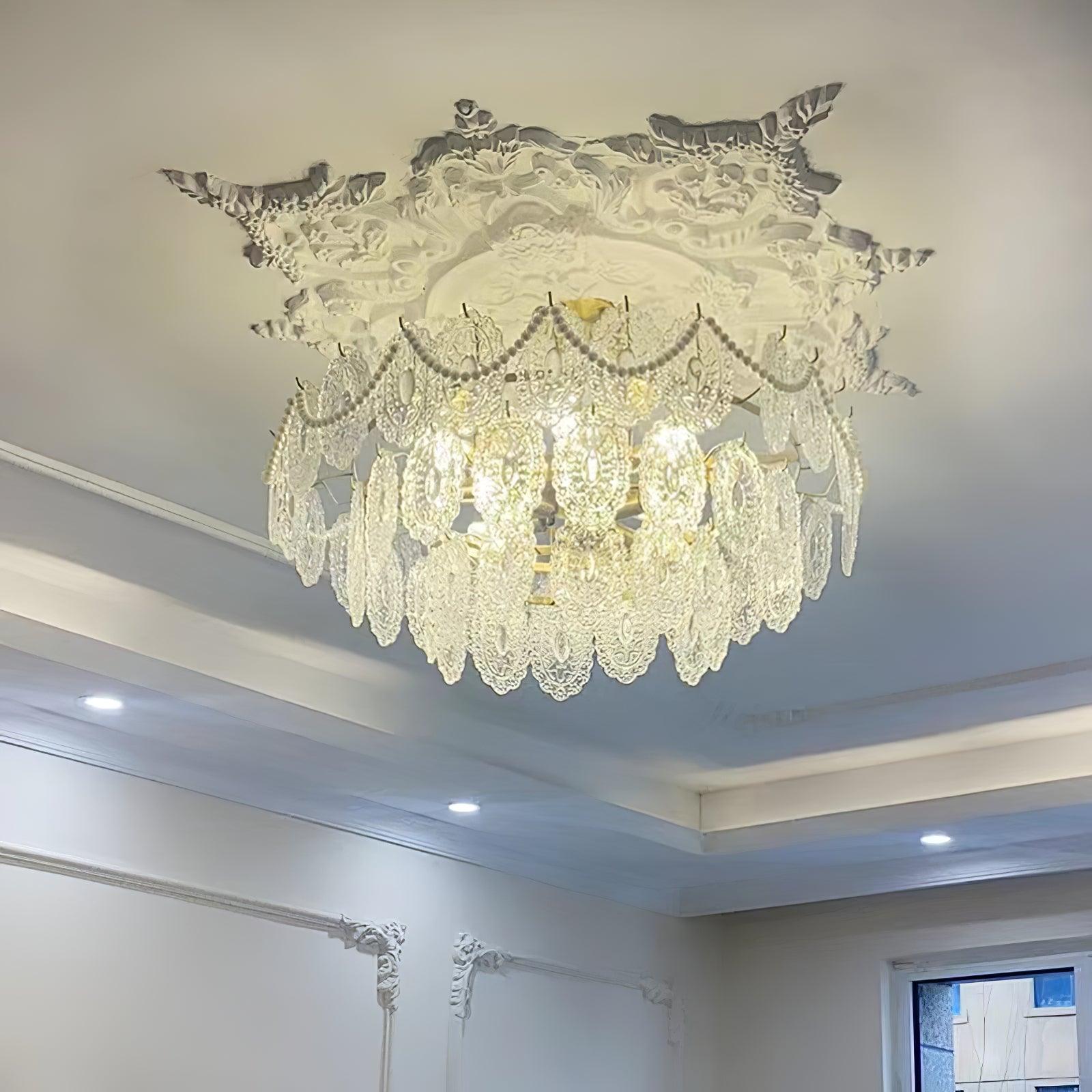 Orieleon Chandelier Wave Pearl Gold Modern