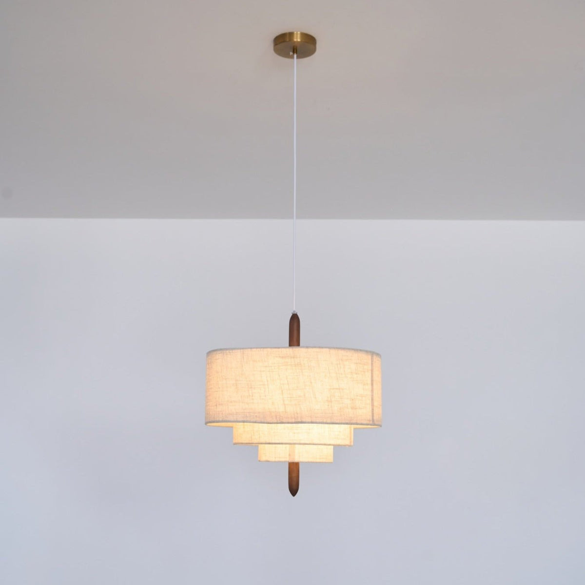 Salemu Elegance Wave Ladder Wood Fabric Pendant Lamp