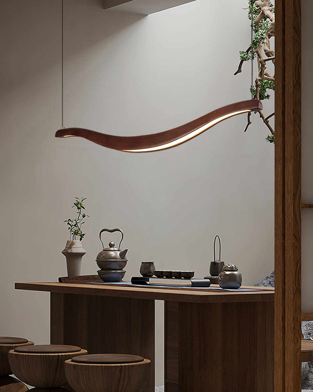 Elvuaria Chandelier Wood Waveform Elegant