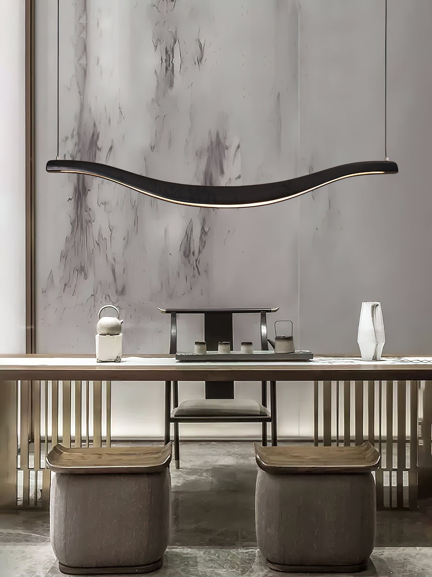 Elvuaria Chandelier Wood Waveform Elegant