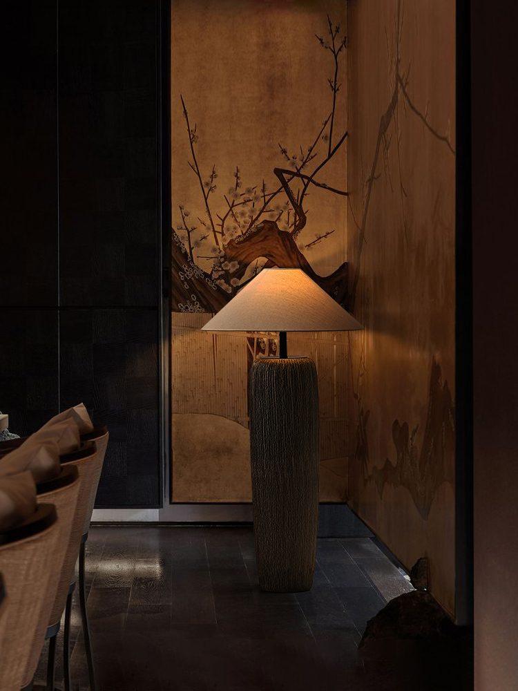Hael Weathered Wood Grain Floor Lamp