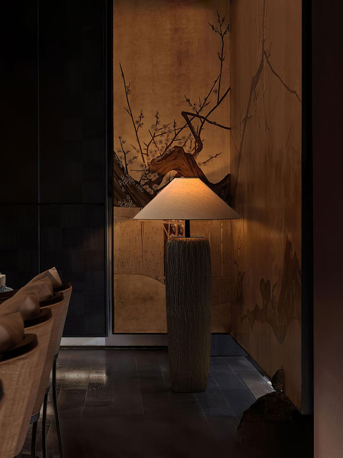 Hael Weathered Wood Grain Floor Lamp