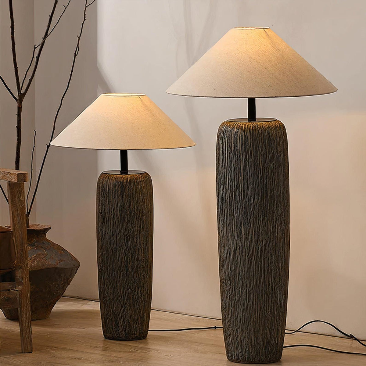 Hael Weathered Wood Grain Floor Lamp
