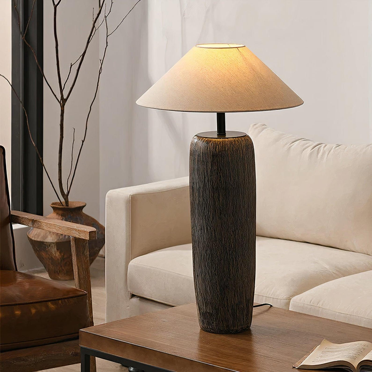 Hael Weathered Wood Grain Floor Lamp