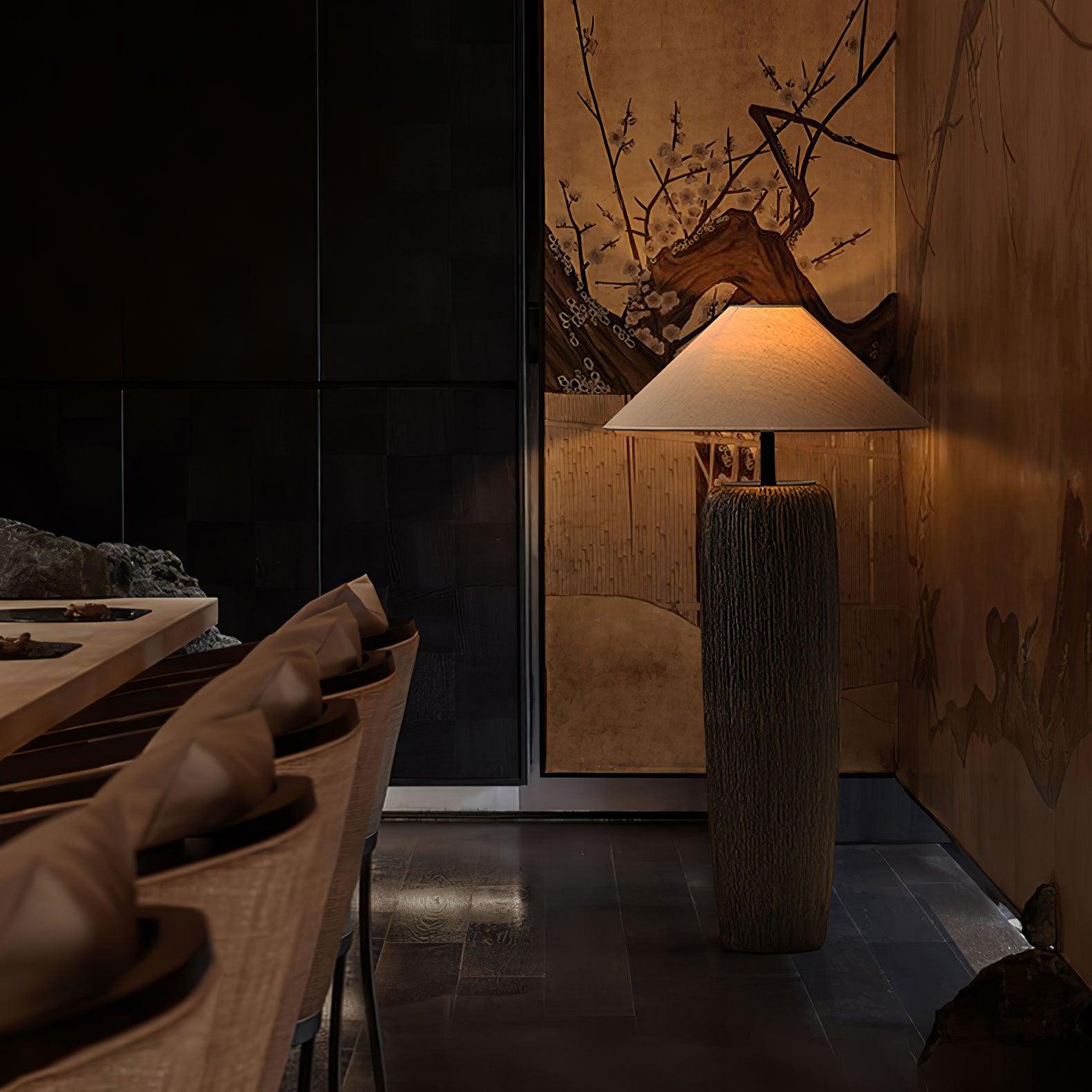 Hael Weathered Wood Grain Floor Lamp