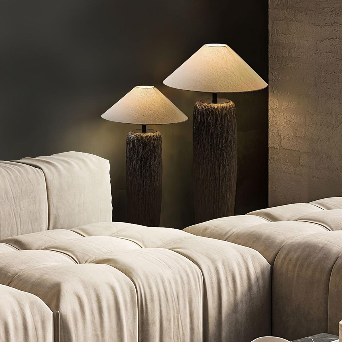 Hael Weathered Wood Grain Floor Lamp
