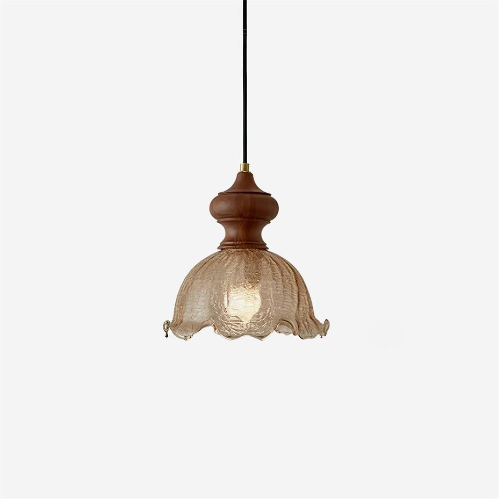 Weiana Pendant Lamp Glass Rippled Scalloped Vintage - Neutral Decor