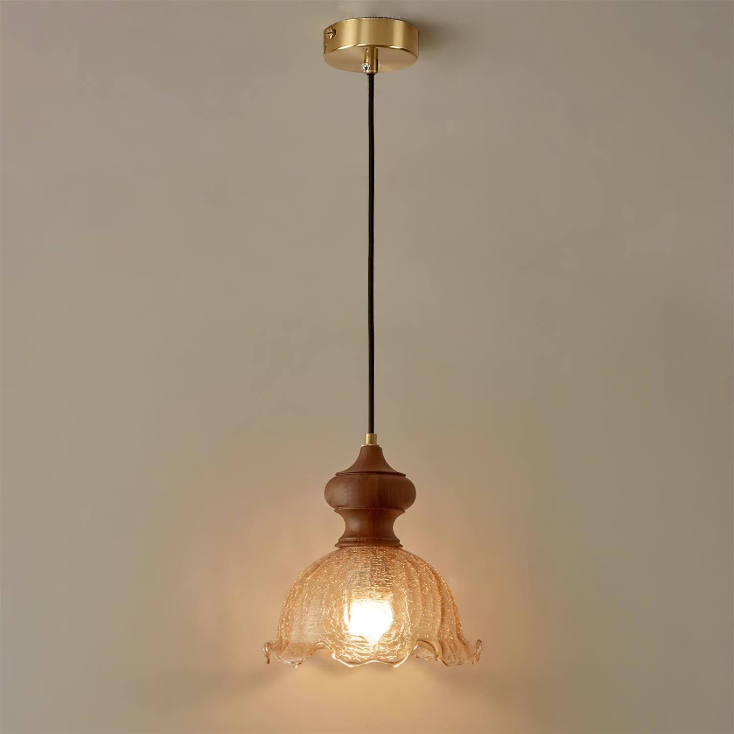 Weiana Pendant Lamp Glass Rippled Scalloped Vintage - Neutral Decor