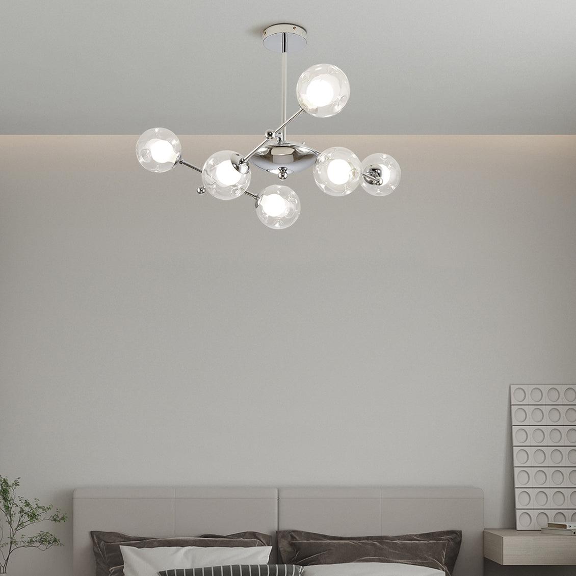 Lioreaine Chandelier Chrome Glass
