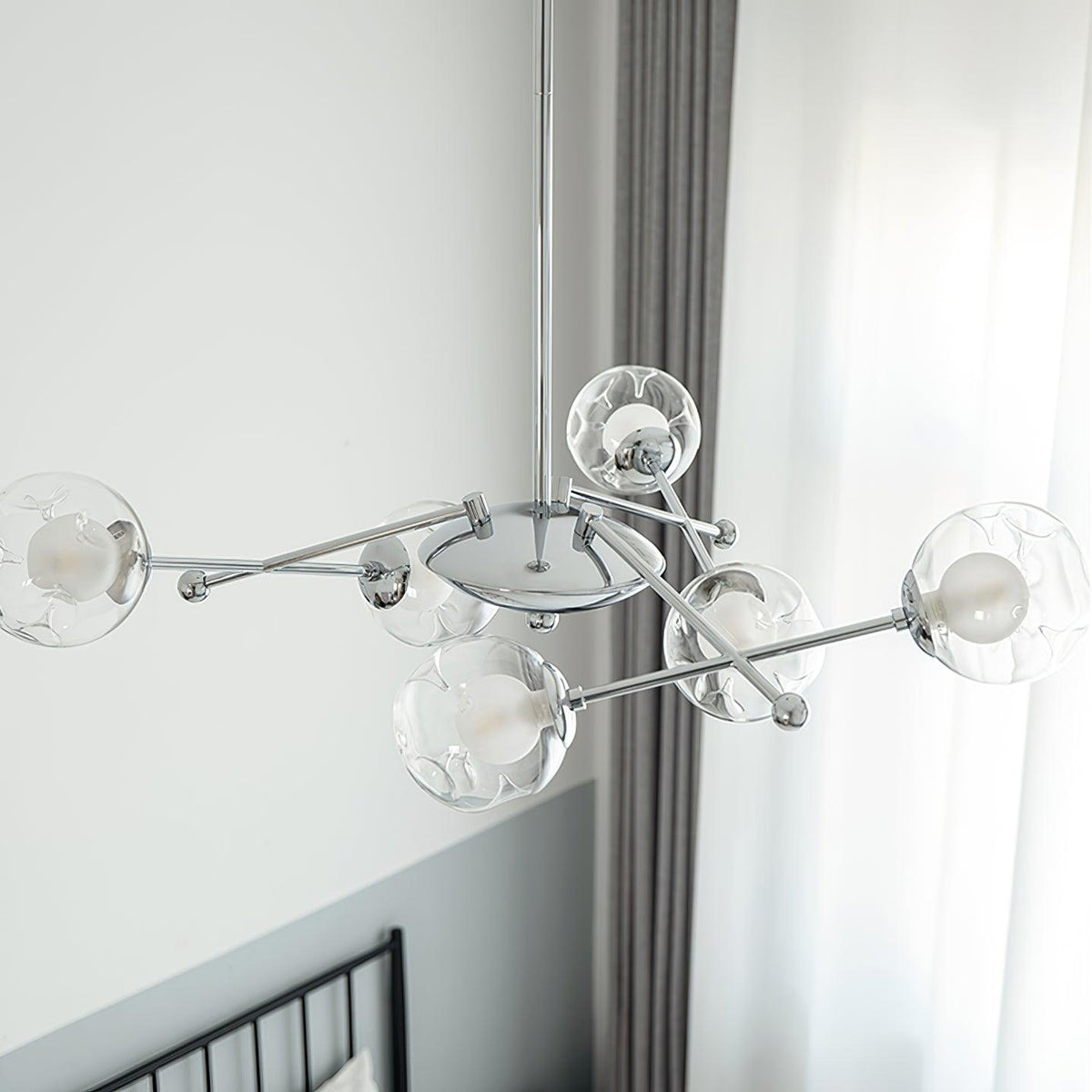 Lioreaine Chandelier Chrome Glass