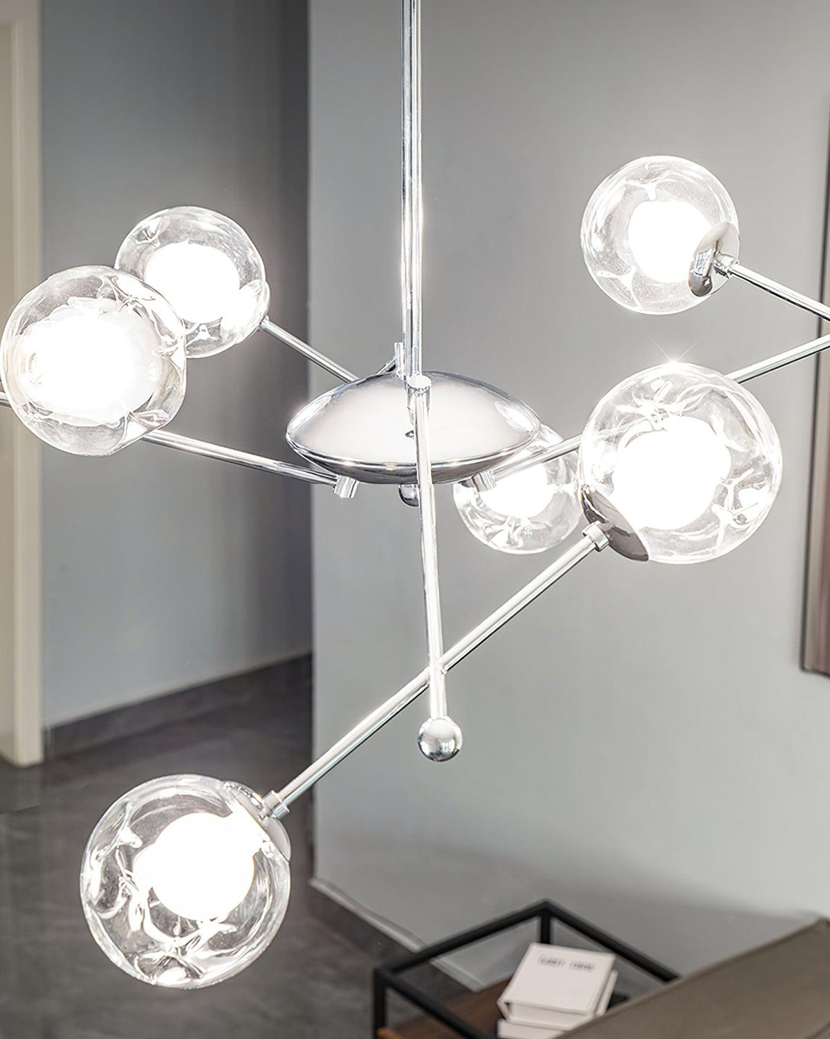 Lioreaine Chandelier Chrome Glass