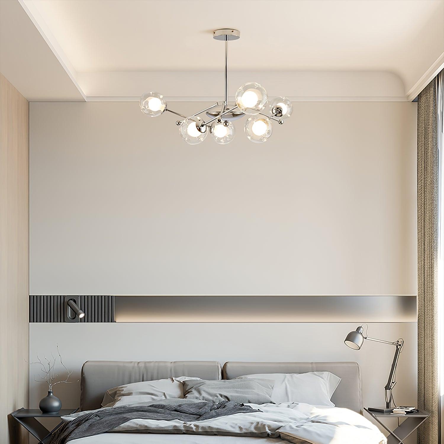 Lioreaine Chandelier Chrome Glass