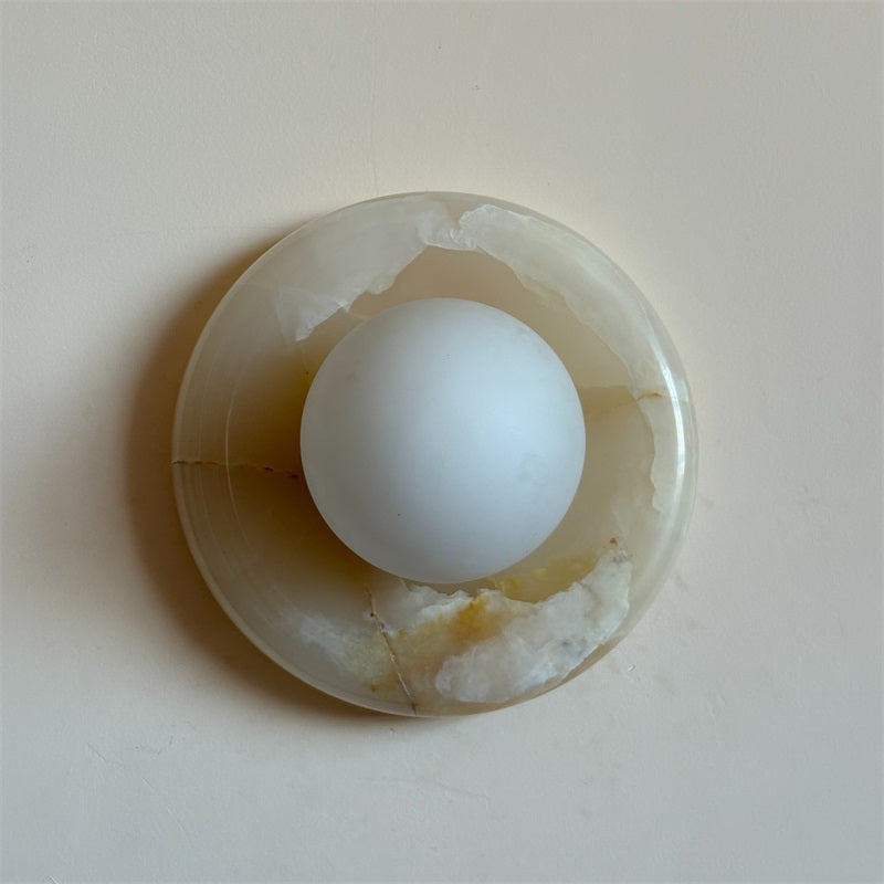 Aursilos Premium Nordic Art White Jade Glass Sconce Wall Lamp