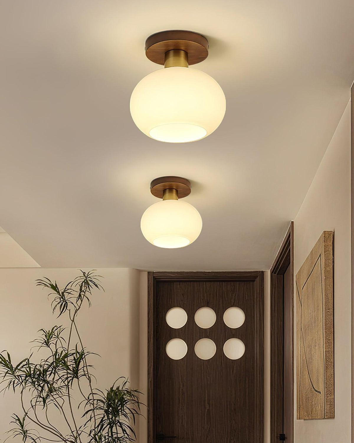 Elorusl Nordic Art White Shell Glass Ceiling Lamp