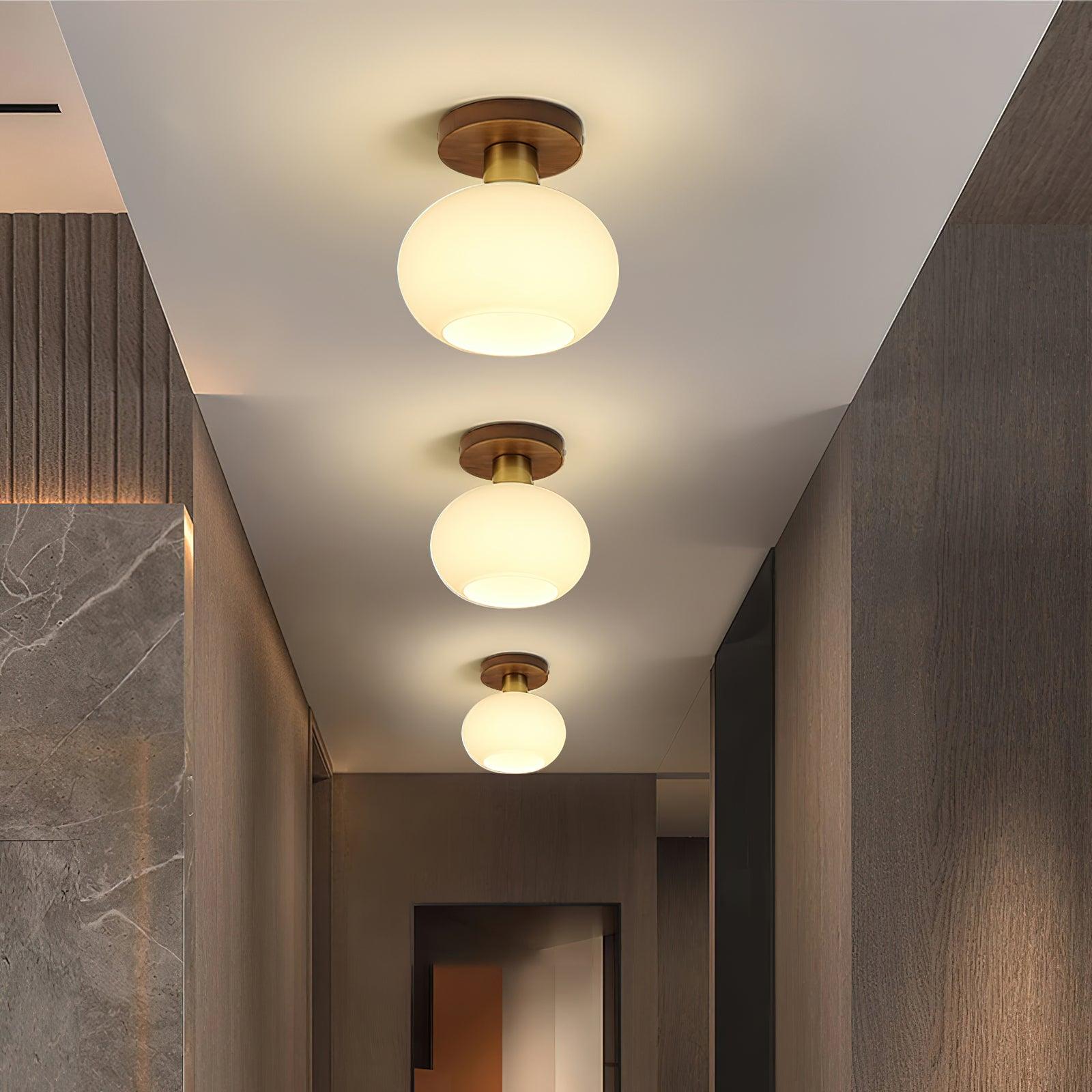Elorusl Nordic Art White Shell Glass Ceiling Lamp