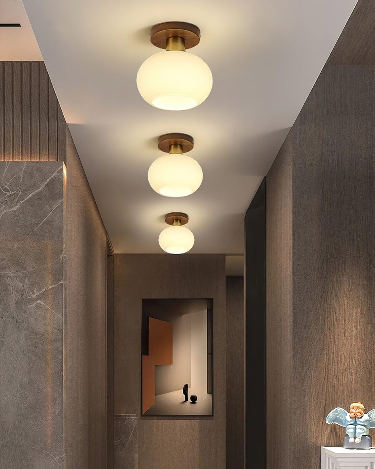 Elorusl Nordic Art White Shell Glass Ceiling Lamp