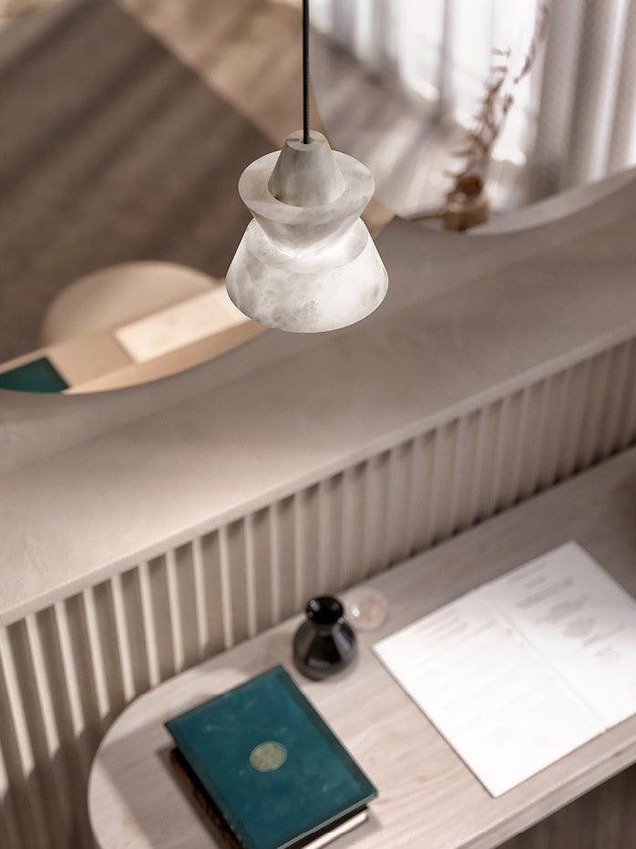 Curineth Minimalist Alabaster Pendant Light - Neutral Decor