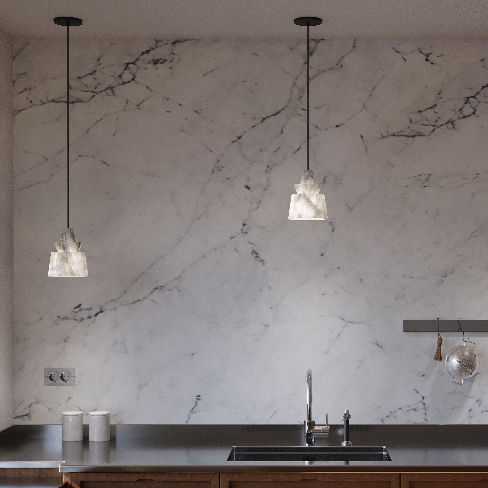 Curineth Minimalist Alabaster Pendant Light - Neutral Decor