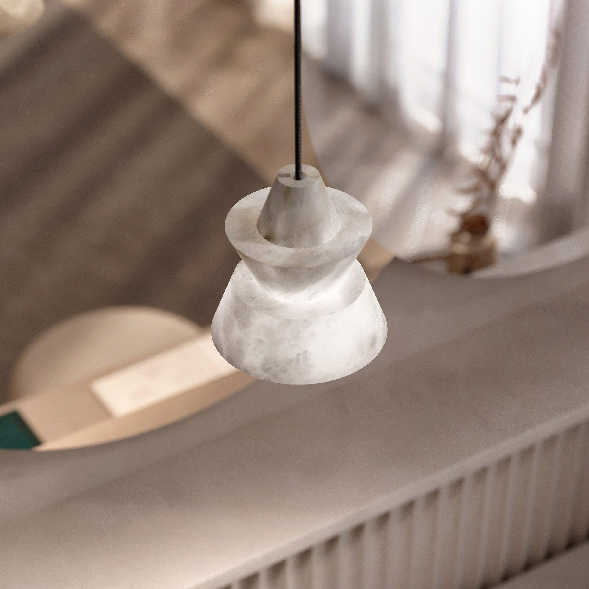 Curineth Minimalist Alabaster Pendant Light - Neutral Decor