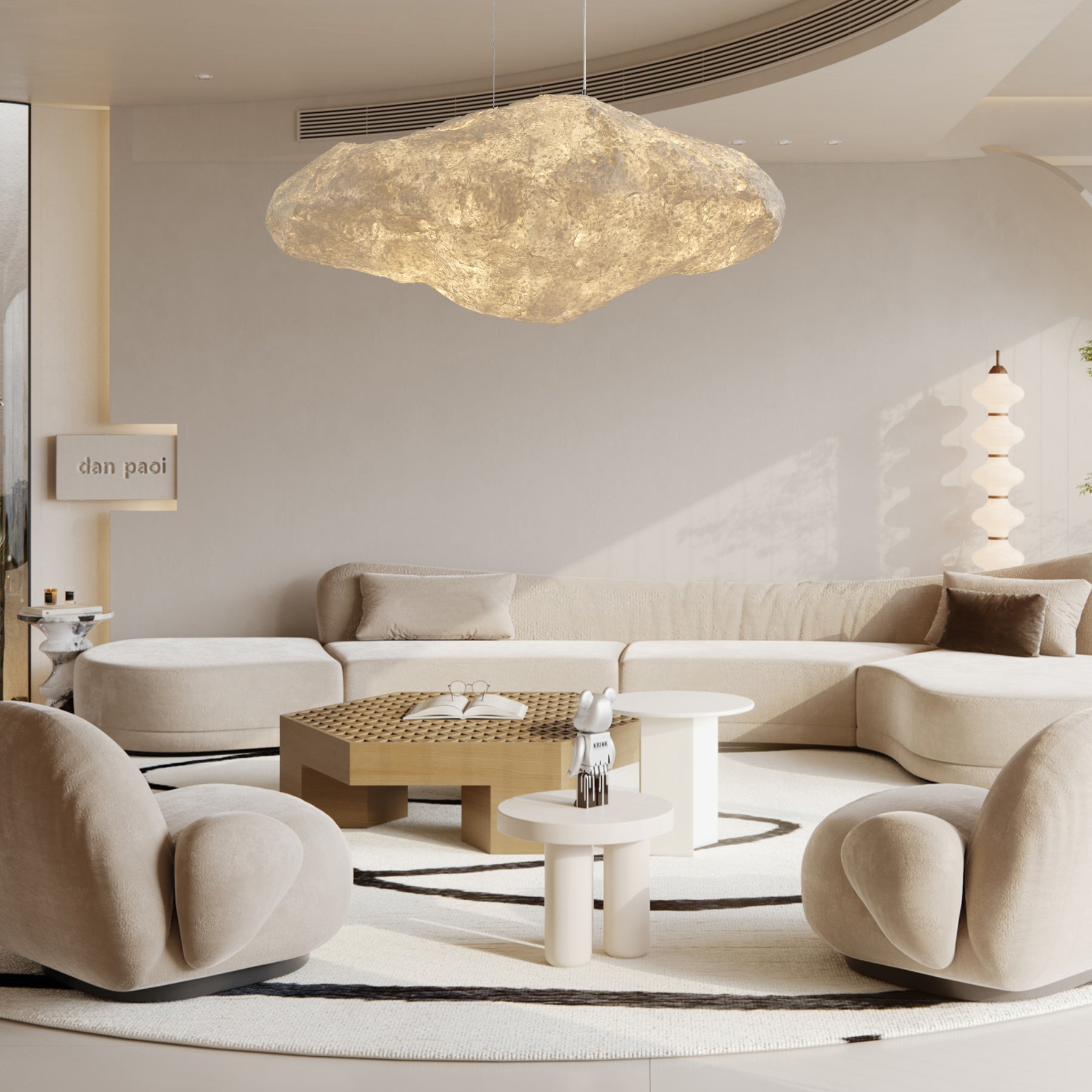 Elliros Textured Paper Pulp Pendant Light