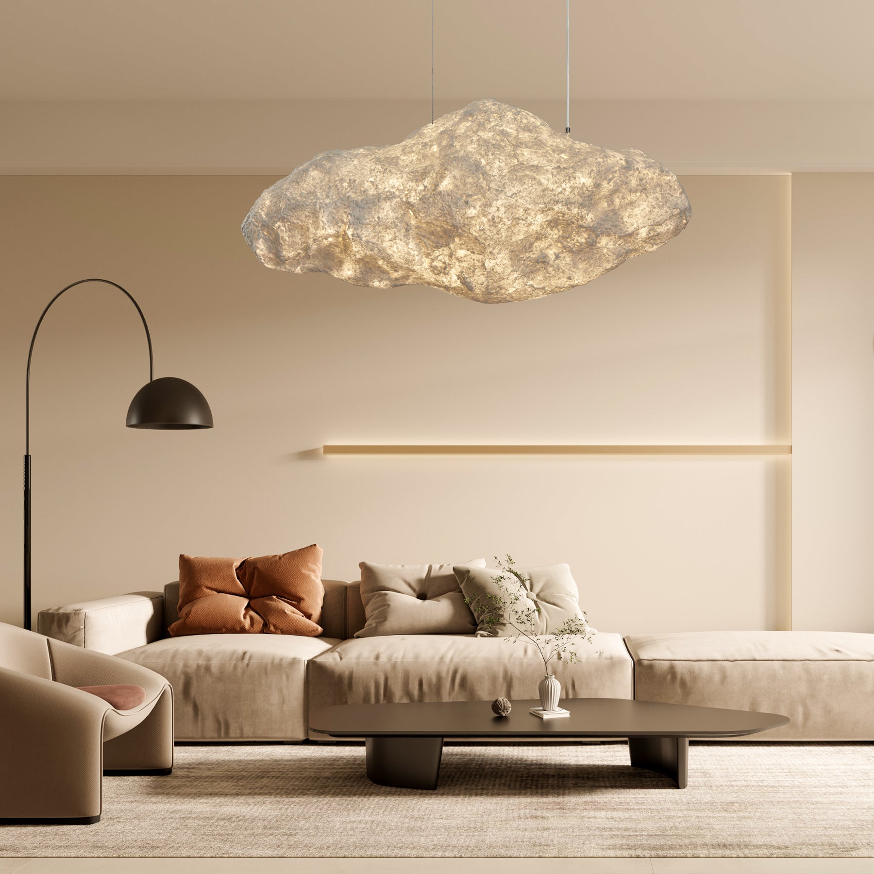 Elliros Textured Paper Pulp Pendant Light