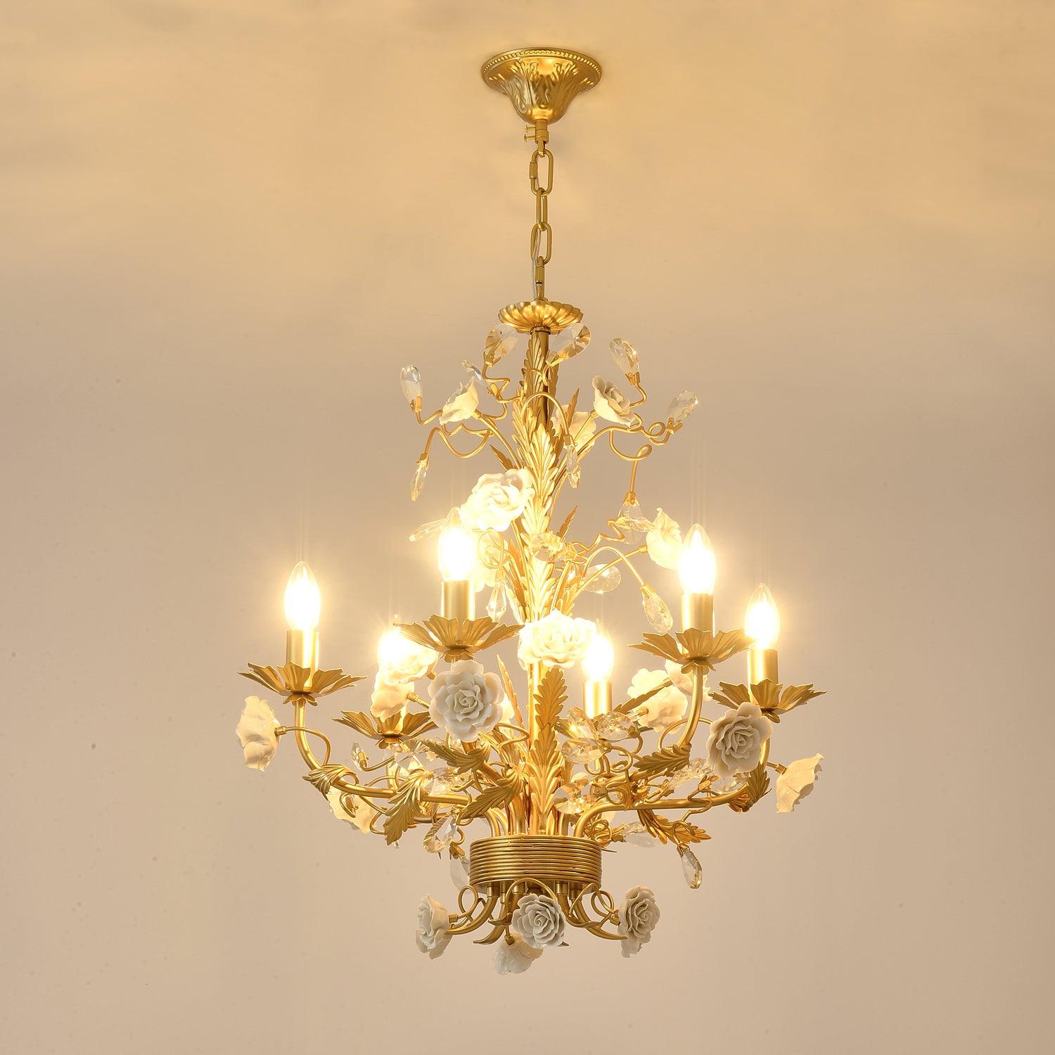 Elyarelle Chandelier White Rose Crystal