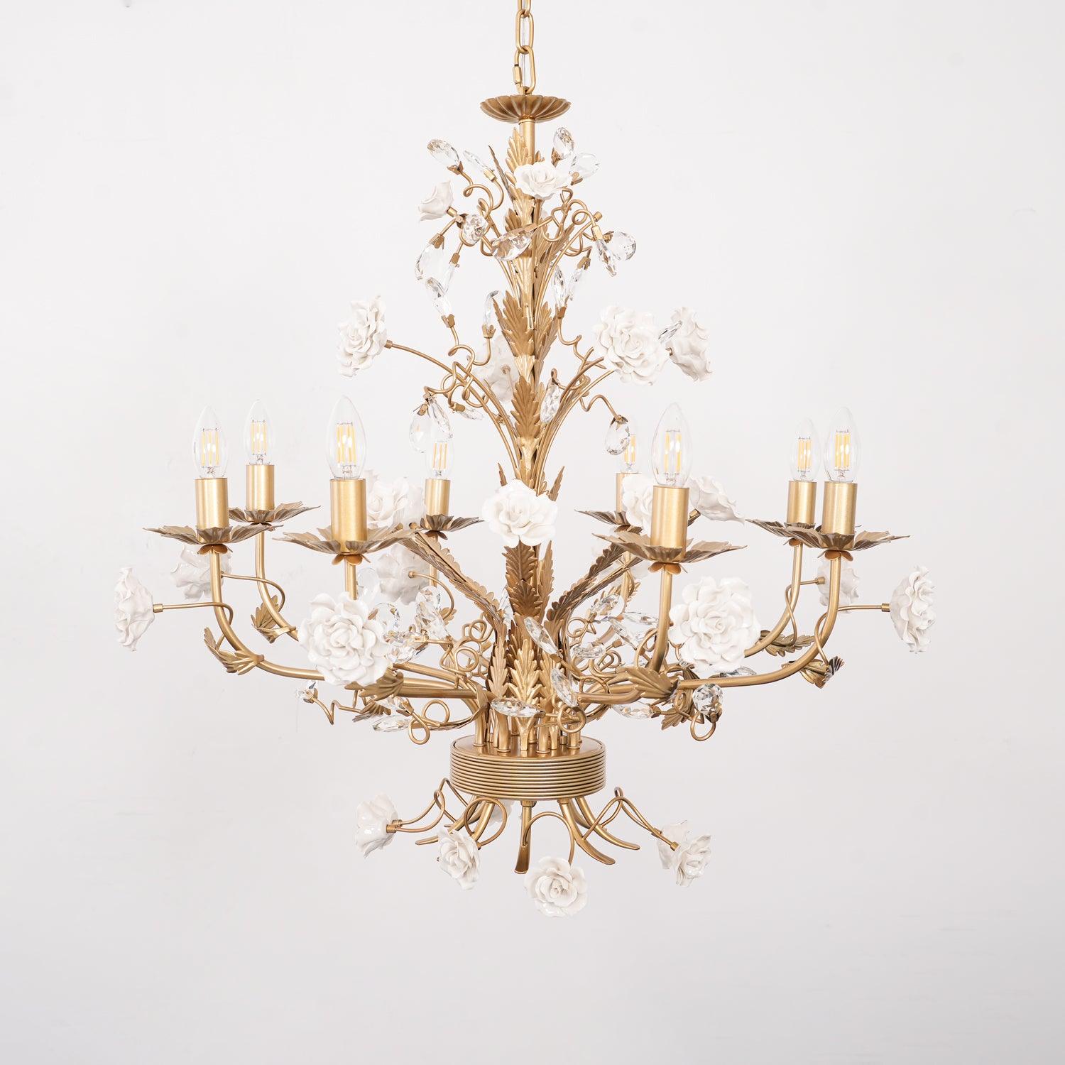 Elyarelle Chandelier White Rose Crystal