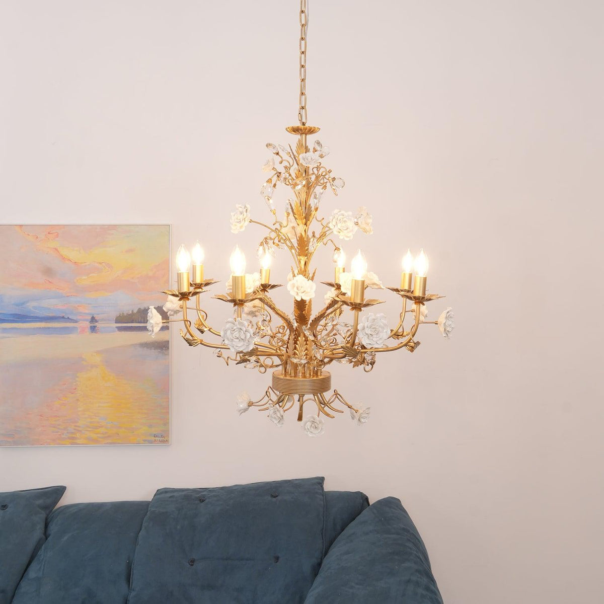 Elyarelle Chandelier White Rose Crystal