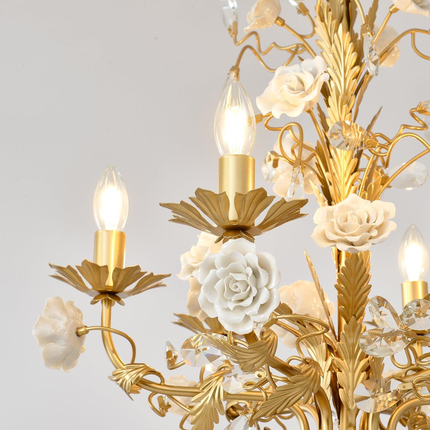 Elyarelle Chandelier White Rose Crystal