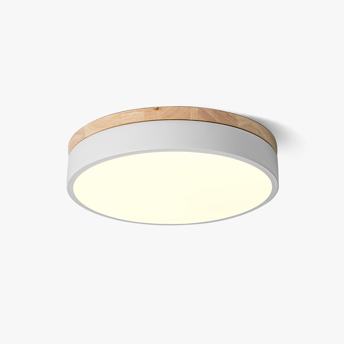 Daelis Ceiling Lamp White Round with Wooden
