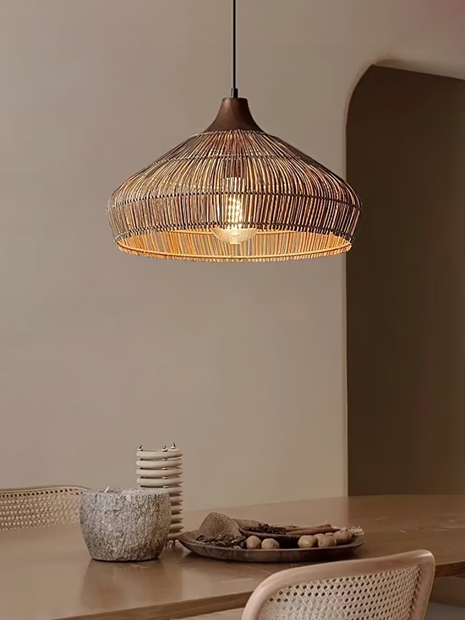 Lythean Elegance Art Rattan Wood Pendant Light