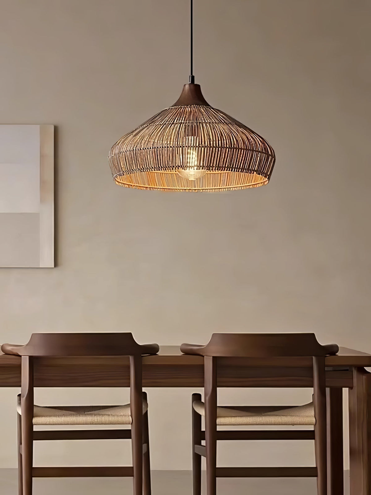 Lythean Elegance Art Rattan Wood Pendant Light