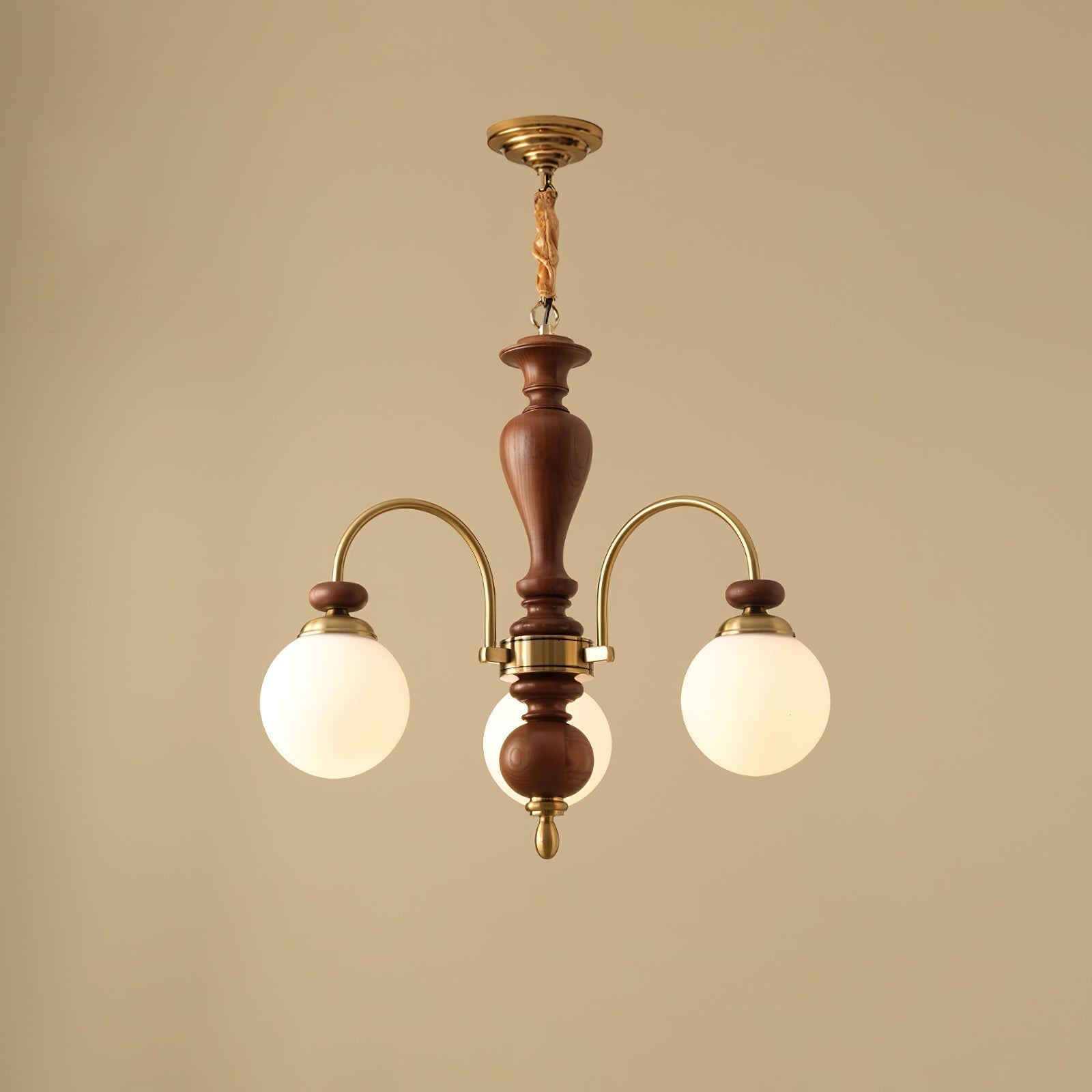 Solara Chandelier Classic Wooden Brass