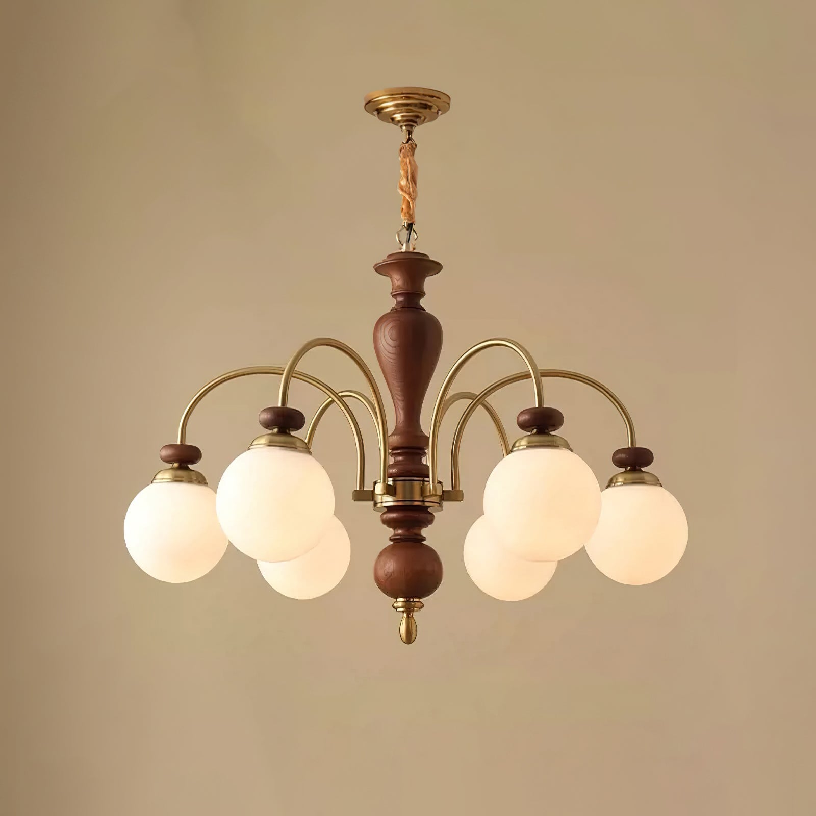 Solara Chandelier Classic Wooden Brass