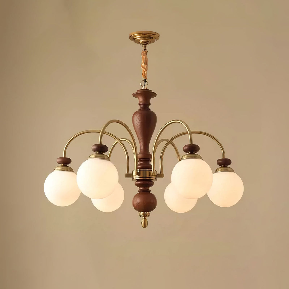 Solara Chandelier Classic Wooden Brass