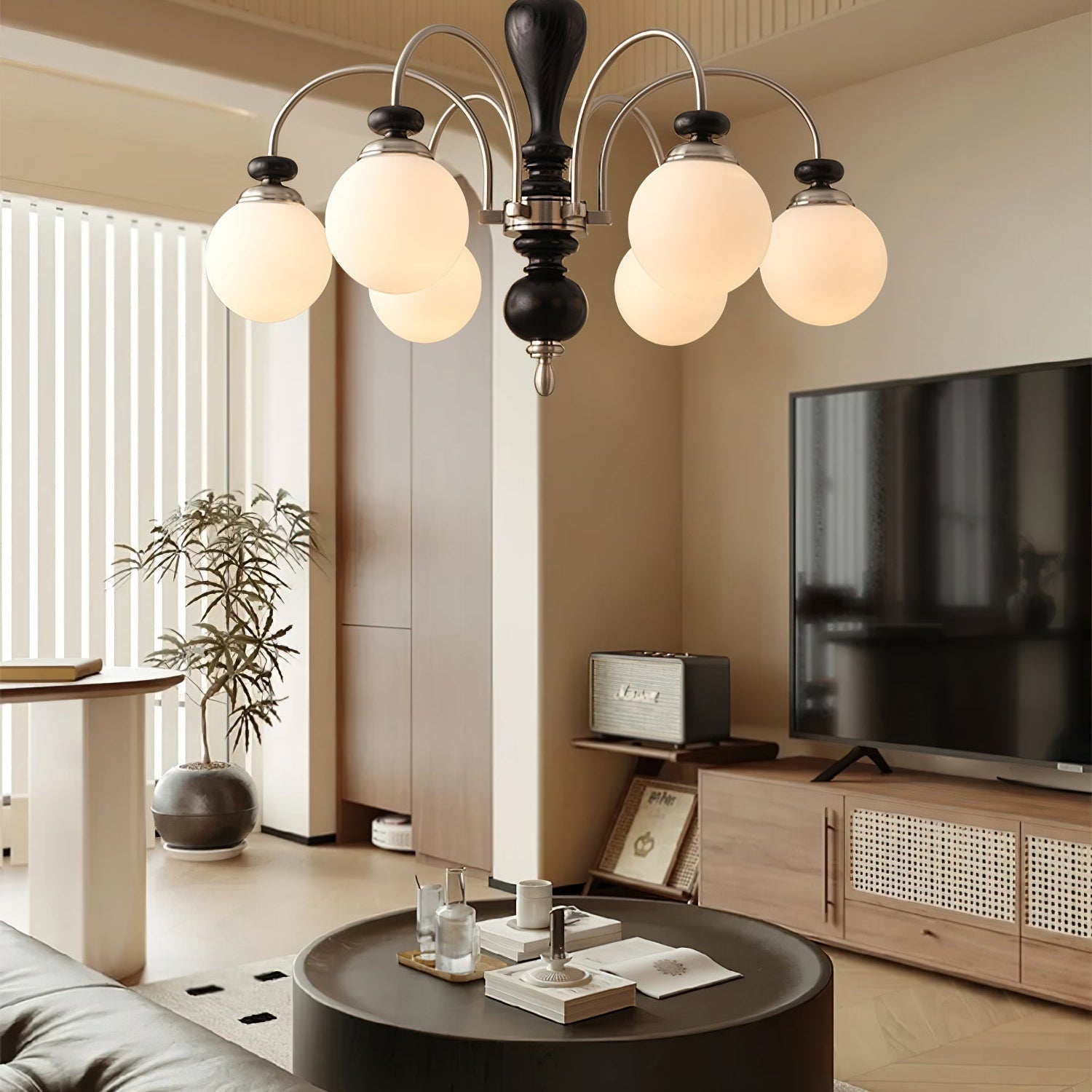 Solara Chandelier Classic Wooden Brass