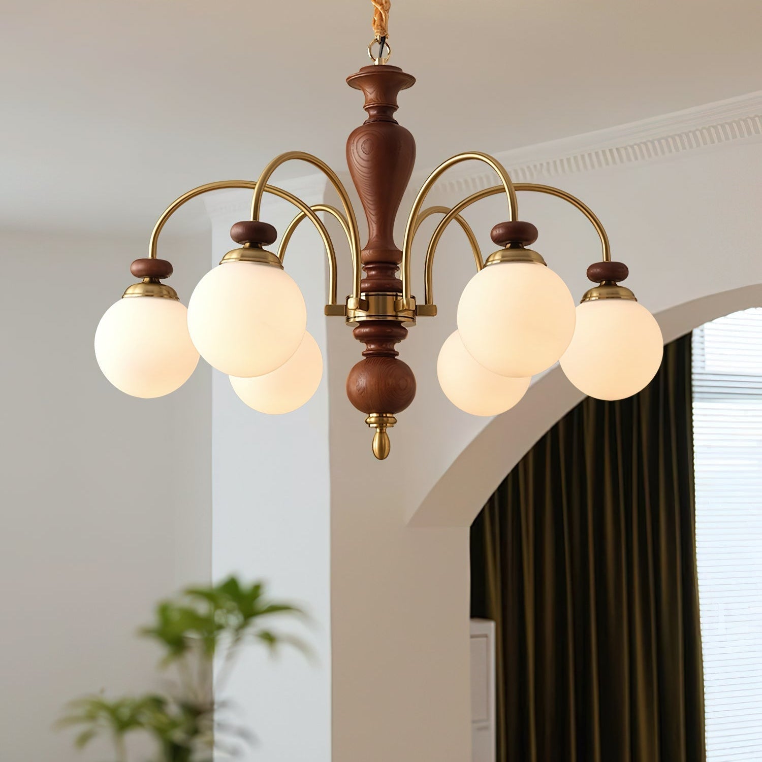 Solara Chandelier Classic Wooden Brass - Neutral Decor