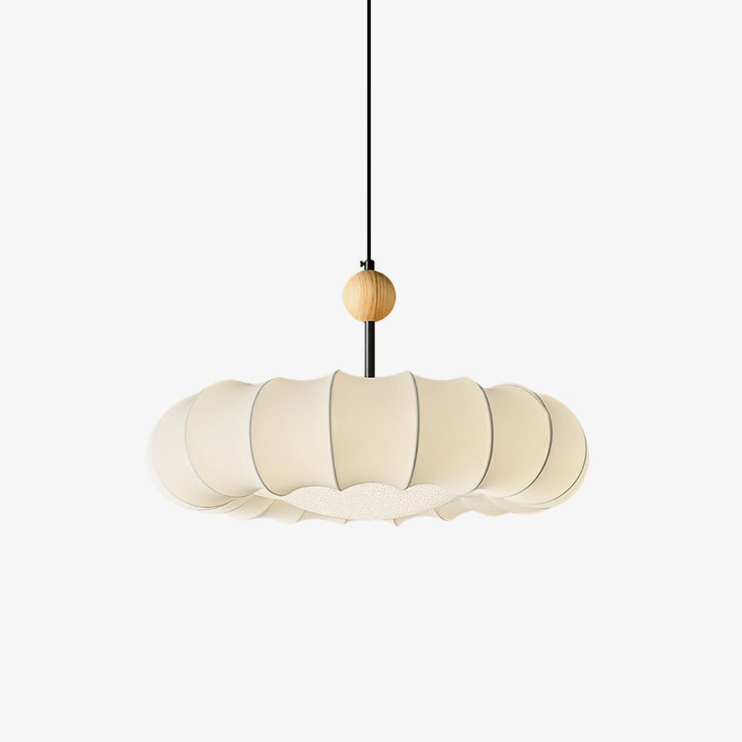 Embers Traditional Natural Veil Wood Fabric Pendant Light