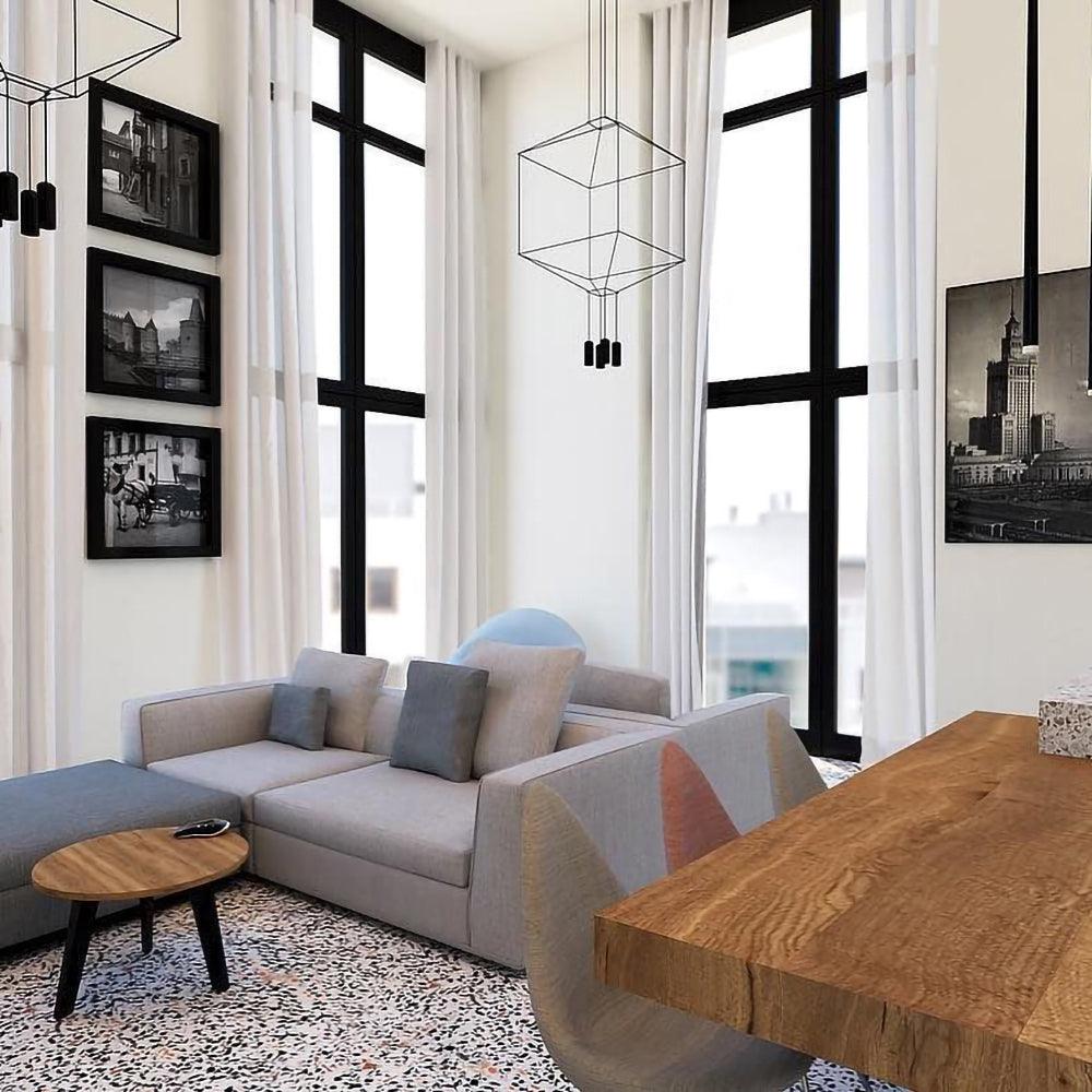 Elaalora Pendant Lamp Geometric Wire Black LED