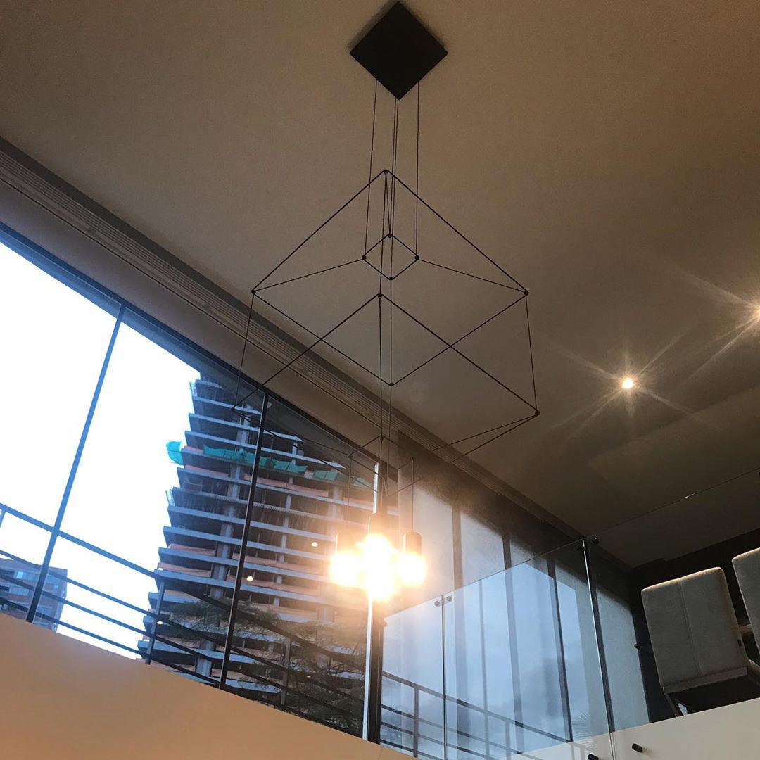 Elaalora Pendant Lamp Geometric Wire Black LED