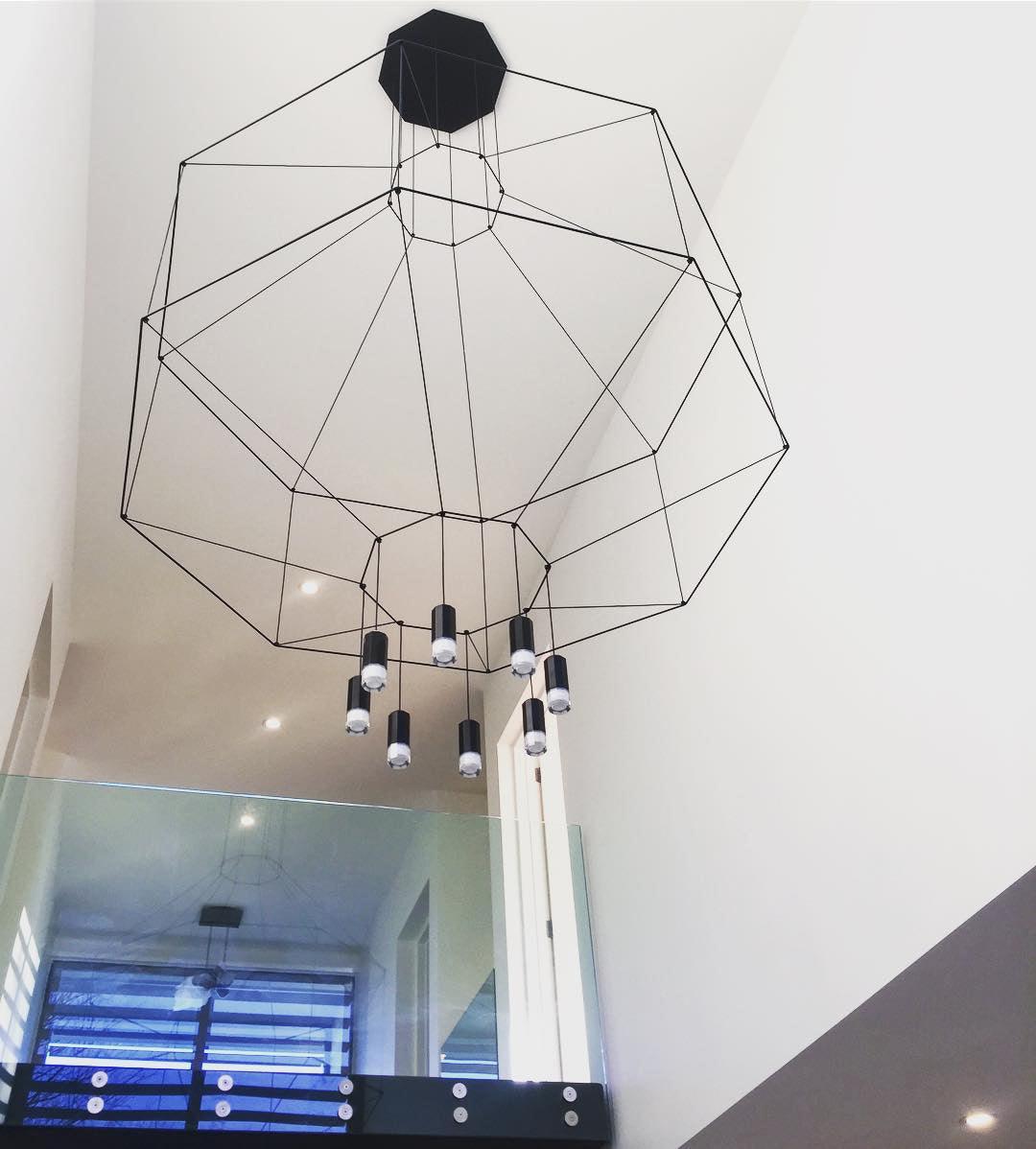 Elaalora Pendant Lamp Geometric Wire Black LED