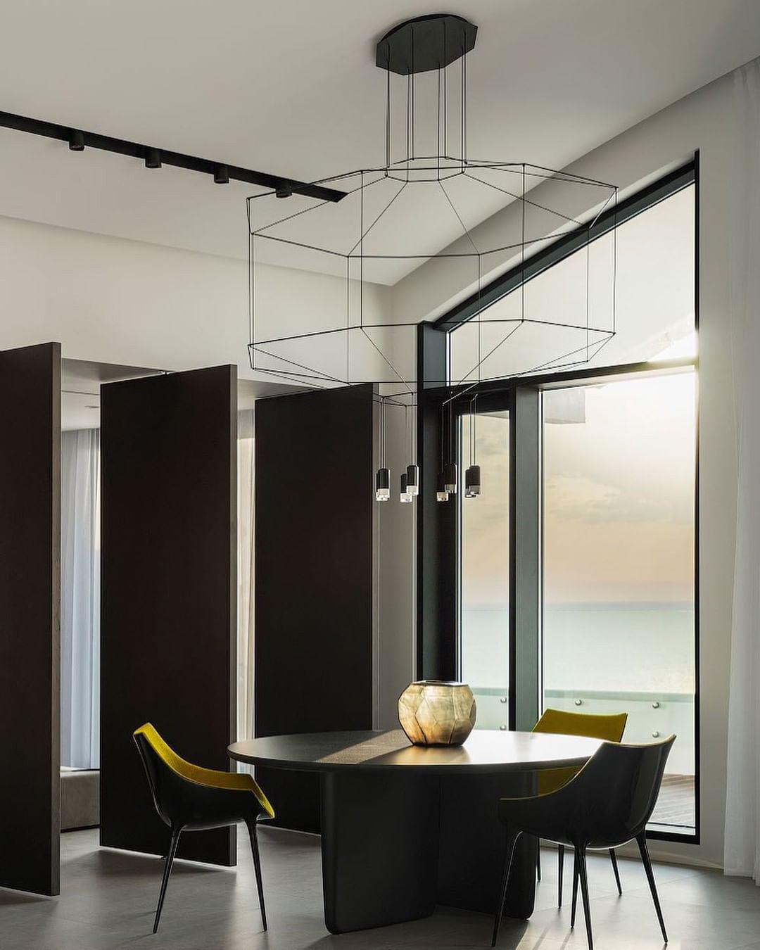 Elaalora Pendant Lamp Geometric Wire Black LED