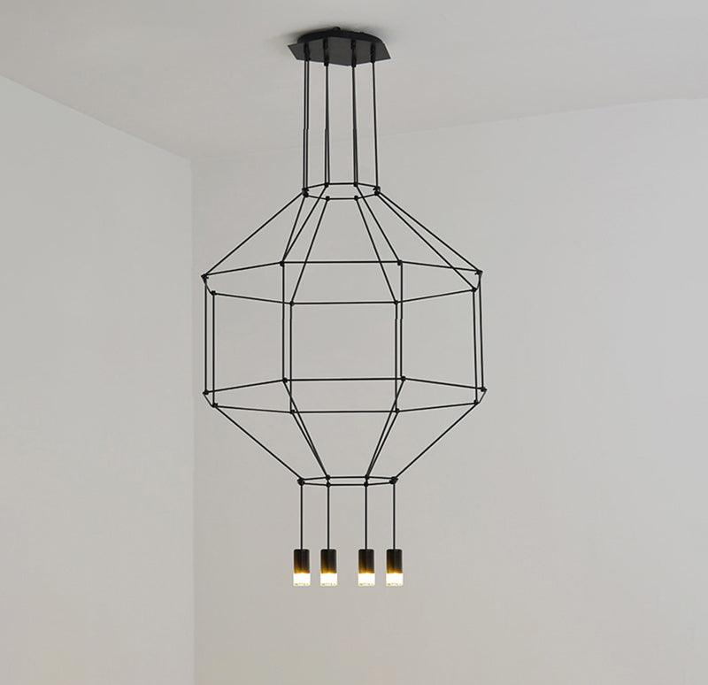 Elaalora Pendant Lamp Geometric Wire Black LED
