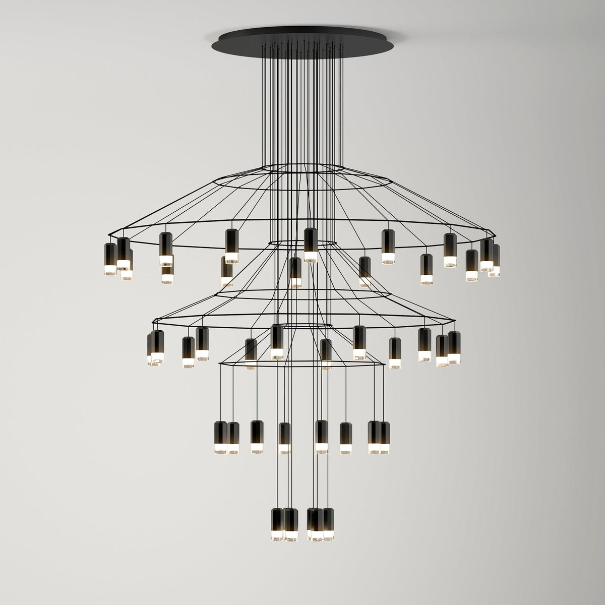 Tevenq Chandelier Lines Black Wireframe LED